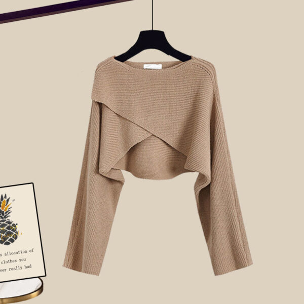 3pcs Knitted Sweater Suit With Shirt And Wide Leg Pants Autumn And Winter Suit Women - Image 7