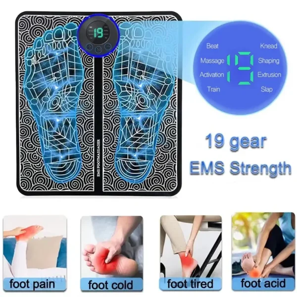 Foot Massager Stimulation Pad Electric Foot Massage With Remote 8 Mode 19 Levels of Strength Lightweight Relieve Foot Pressure - Image 4